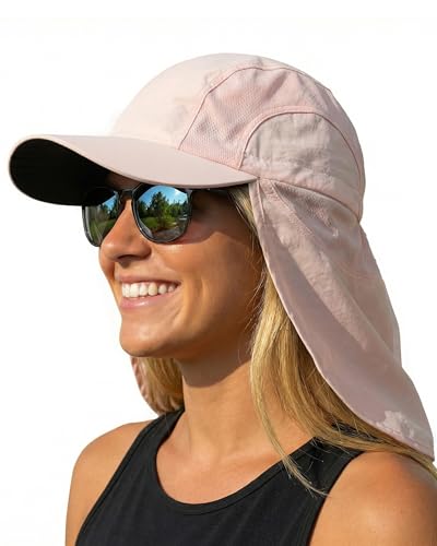 Image of Mens Sun Hat with Breathable Mesh Sun Hats for Men Sun Protection Fishing Hat with Neck Flap for Hiking Cycling