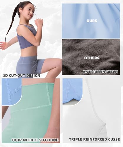 3/4 Pack Girls Athletic Ankle Length Black Leggings, White Yoga Pants for Kids Size 6-164