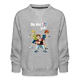 Spreadshirt Die DREI Fragezeichen Kids Detektive Spürnasen Team Kinder Premium Pullover, 122/128 (7-8 Jahre), Grau meliert