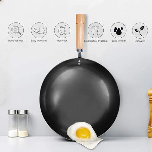 Wok de hierro fundido con pala de hierro 38 cm miniatura 4