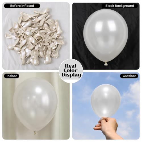 Image of Togvu Pearl White Balloons, 50Pack 5 Inch Small Mini Pearl Latex Party