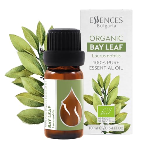 Essences Bulgaria Organic Bay Leaf Essential Oil 1/3 Fl Oz | 10ml | Laurus nobilis | 100% Pure and Natural | Undiluted | Therapeutic Grade | Family Owned Farm | Steam-Distilled | Non-GMO | Vegan