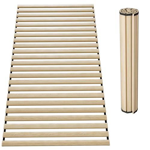 SUBTLETY Lattenrost aus Zederholz 140x200cm Rollrost mit 23 Leisten & Schwarz Gummiband, Faltbare Rolllattenrost Belast bis 300KG, 2cm Dicke Holzlatten Ersatzleisten für Meisten Betten