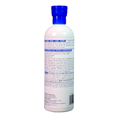 Image of API POND STRESS COAT (16 fl oz) Pond Water Conditioner - Quickly Makes Tap Water Safe for Fish & Plants - Up to 1920 Gallons - Removes Chlorine, Ammonia & More - Natural Aloe Vera