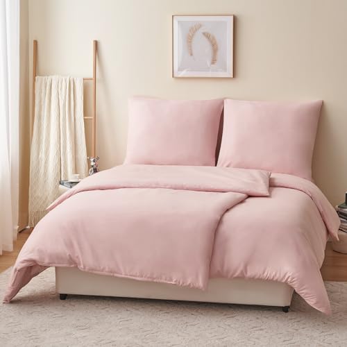 RUIKASI Bettwäsche 135x200 Rosa 4teilig - Hellrosa Mikrofaser Bettwäsche-Sets Oeko-TEX… – Ansicht 2