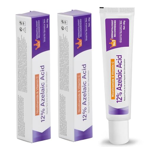 2 Piezas Sérums Ácido Azelaico 12% con Ácido Hialurónico, Serum Facial Antiacné y Anti-Rojeces, Iluminador e Hidratante, Reduce Espinillas y Manchas, para Piel Sensible