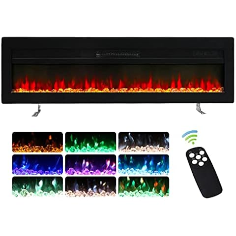 FZC-YM 40inch Electric Fire Insert Wall Mounted Free Standing with LED Flame Effect, Remote & Touch Control, Adjustable Thermostat and 2 Heat Settings 900/1800 W, Timer, Dimmer(40'', Black) Cover