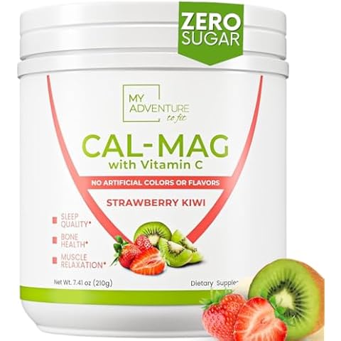 Calcium Magnesium Powder Supplement - Magnesium Calcium Carbonate Powder for Strong Bones - Natural Magnesium Powder for Sleep Quality - Magnesium Citrate Powder (Strawberry Kiwi,30 Servings) Cover