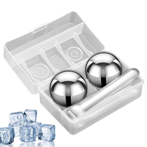 - 2 cubitos de hielo de metal reutilizables | Bolas de hielo para cerveza/cócteles/vodka/vino | Esferas de bebidas Rocchi RELIGHI | Utensilios de cocina para bebidas