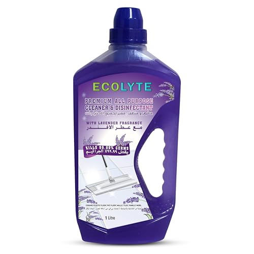 ECOLYTE+ Disinfectant Ecolyte Premium Floor Cleaner All Purpose Cleaner Plus Disinfectant for Hospital Home Office & Commercial Use for Dirt Stains & Germs Floor Cleaning (Lavender 1 Liter)