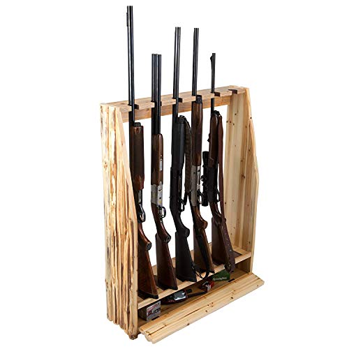 Rush Creek Creations Unisex Adult Rustic Pine Standing Indoor 6 Rifle Shotgun Storage Rack, Rustic Pine, 34 L X 9.5 W 42 H Us #TOP7