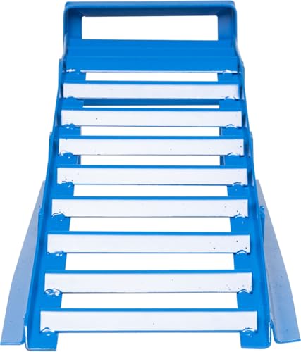cartrend 10904 Auffahrrampe, blau, Tragkraft 1000 Kg, für Reifen bis 195mm Breite, mit Überfahrschutz 1 Stück, Hebebühne, KFZ Rampe, Auffahrbock, Hebeplattform,