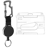 El Paquete incluye: 1 Llaveros cable acero retráctiles + 1 pieza de carrete de insignia. El tamaño del titular de la tarjeta de identificación es igual al tamaño de la tarjeta de crédito. Puede contener hasta 2 credenciales o tarjeta de crédito.