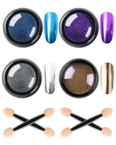 LEEQBCR MG004 4 sztuki brokatowy puder do paznokci