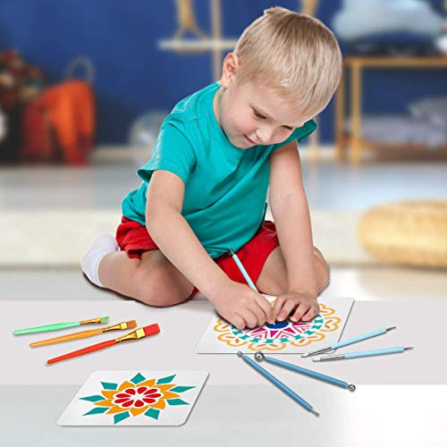 45PCS Mandala Dotting Tools Set for Painting Rocks, HOCOSY Rocks Painting Tools Kit for Adults & Kids Includes Storage Bag, Dotting Tools, Brushes, Paint Tray for Rocks Dotting, Nail Art - Thumbnail 7