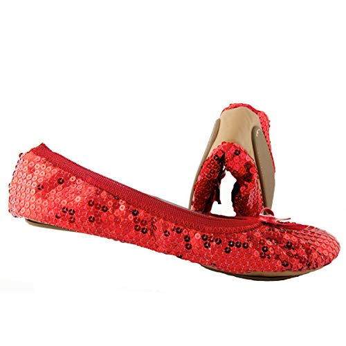 Sequin Sparkle Foldable Portable Shoes - Comfortable Women Ballet Flats That foldup and fit in Bag