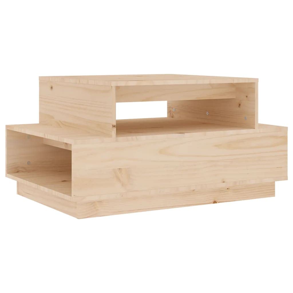 Table basse 80x55 cm en pin massif avec rangement pour salon