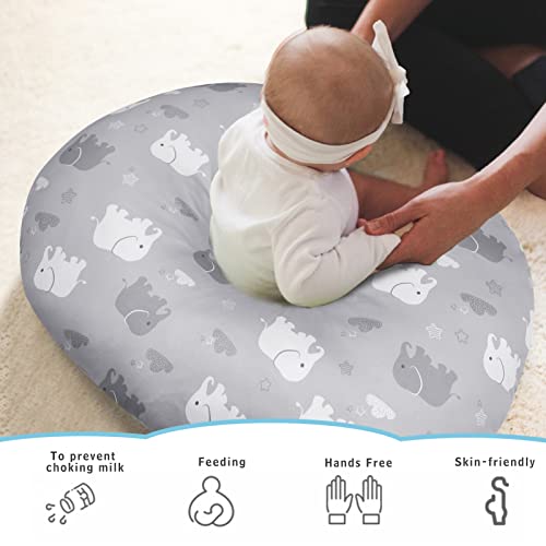Image of Nursing Pillow Cover, Elephant Breastfeeding Pillow Slipcover for Baby Boys & Girls, Animal Nursing Pillow Case for Newborn, Soft Fabric Fits Snug On Infant, Washable & Breathable (ONLY COVER)