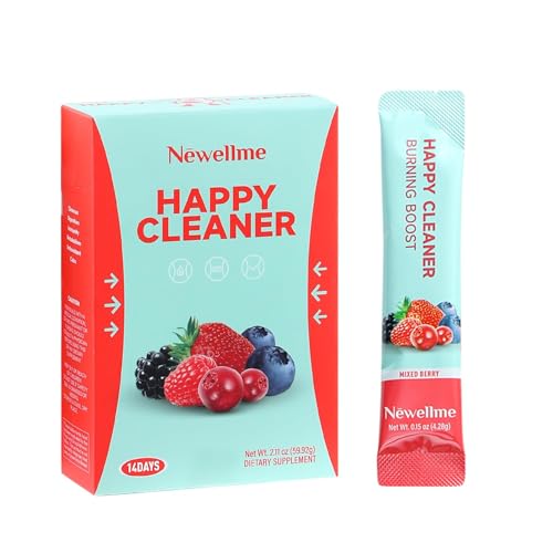 Newellme Watermelon Berry Superfoods Happy Cleaner Powder, Happy Cleaner Para Bajar De Peso, Natural Antioxidant & Greens Mix with Fruits and Veggies, Vegan(14 Packets, Blue Raspberry)