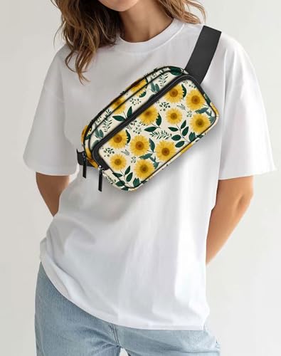 Image of Sunflower Fanny Pack Lightweight Belt Bag Fashion Waist Pouch | Waterproof, crossbody bags for women, sports, running, traveling, hiking