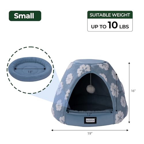 BALANCE Cat Beds for Indoor Cats, 2-in-1 Cat Bed Cave with Anti-Slip Bottom and Ultra-Soft Plush, Cozy Cats House Tent for Kittens and Small Dogs, 19 Inches, Blue - Image 6