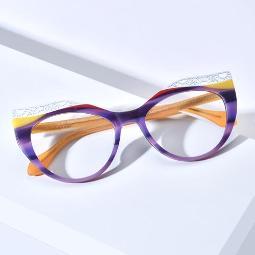 Image of HEPIDEM Multicolor Acetate Glasses Frame Women Cat Eye Eyeglasses Men Optical Spectacles 9291