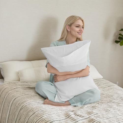 Image of White Pillow Cases Standard Size 2 Pack, Rayon from Bamboo Cooling Pillowcases with Envelope Closure, Cool & Breathable Pillow Case for Hot Sleepers and Night Sweats, 20x26 inches