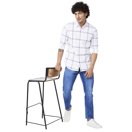 Image of Spykar Men's Regular Fit N /A Full Sleeve Checked Casual Shirts