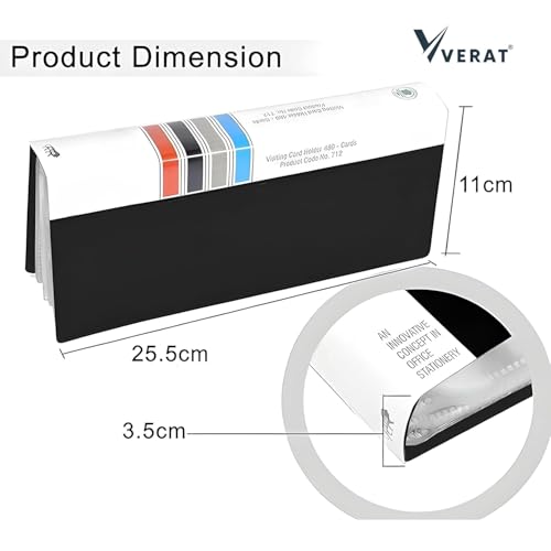 Image of VERAT Business Card Holder, 120 Pockets for 240 Cards Business Card Holder | Debit /Credit /Business /Visiting Name ID Card Holder Card Organizer Professional (Black Card Holder, 1PCS Card Holder)