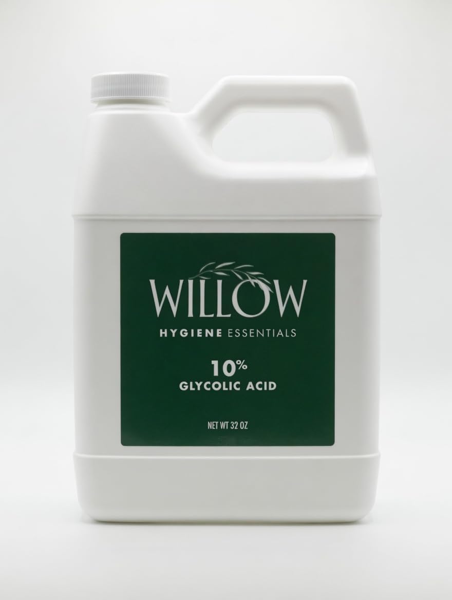 Glycolic Acid 10%,Pure Glycolic Acid Liquid, Glycolic Acid for Makeup, Serum, Toner & Lotion, Industrial Cosmetic Application, Skin & Hair Care Product, Glycolic Acid Bulk, Manufactured in USA, 32 oz