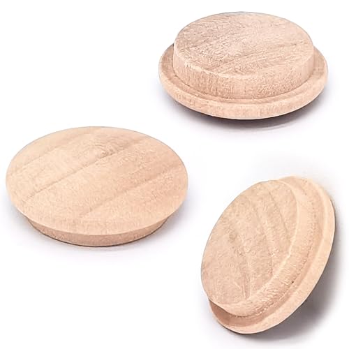 Image of 50pcs 25mmx20mm /1''x0.7''(Cover DiaxHole Dia) Stair Plugs,Beech Wood Screw Hole Covers,Button Top Screw Hole Plugs,Decorative Wooden for Woodworking
