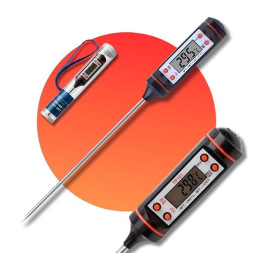 Termômetro digital culinário com visor fácil de ler. Mede com pre...