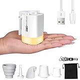 [New Model] BOLNGLA Air Pump for Inflatables, 2000mAh Battery Rechargeable 4 Level LED Light, 3000pa...