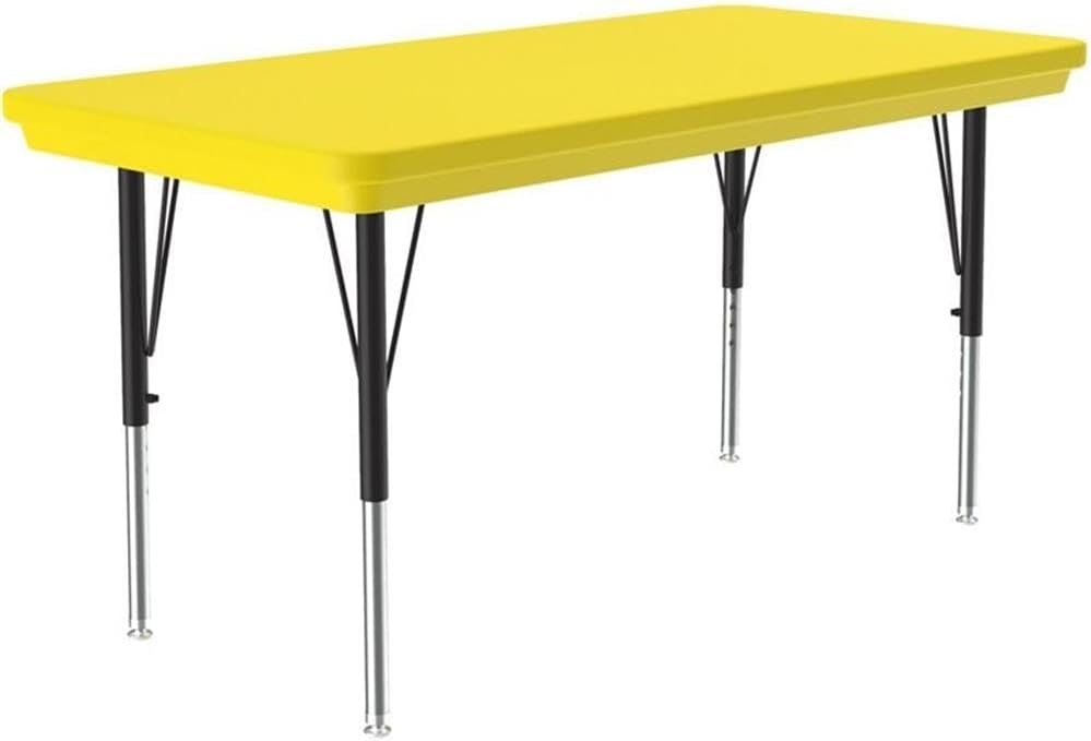 UrbanPro 24"W x 48"D Kids Activity Table, Adjustable Height 19"-29", Scratch-Resistant Blow Molded Plastic Resin Top, Welded Metal Frame, Red Finish, Lightweight Durable Design for Schools, Daycares