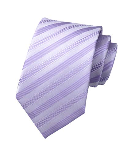 Elfeves Men Light Purple Slim Ties Narrow Striped Woven Office Matching uk Wedding Neckties