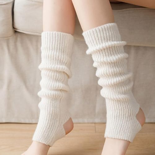 Women's Cable Knitted Thigh high Leg Warmers Warm Footless Socks Stockings2