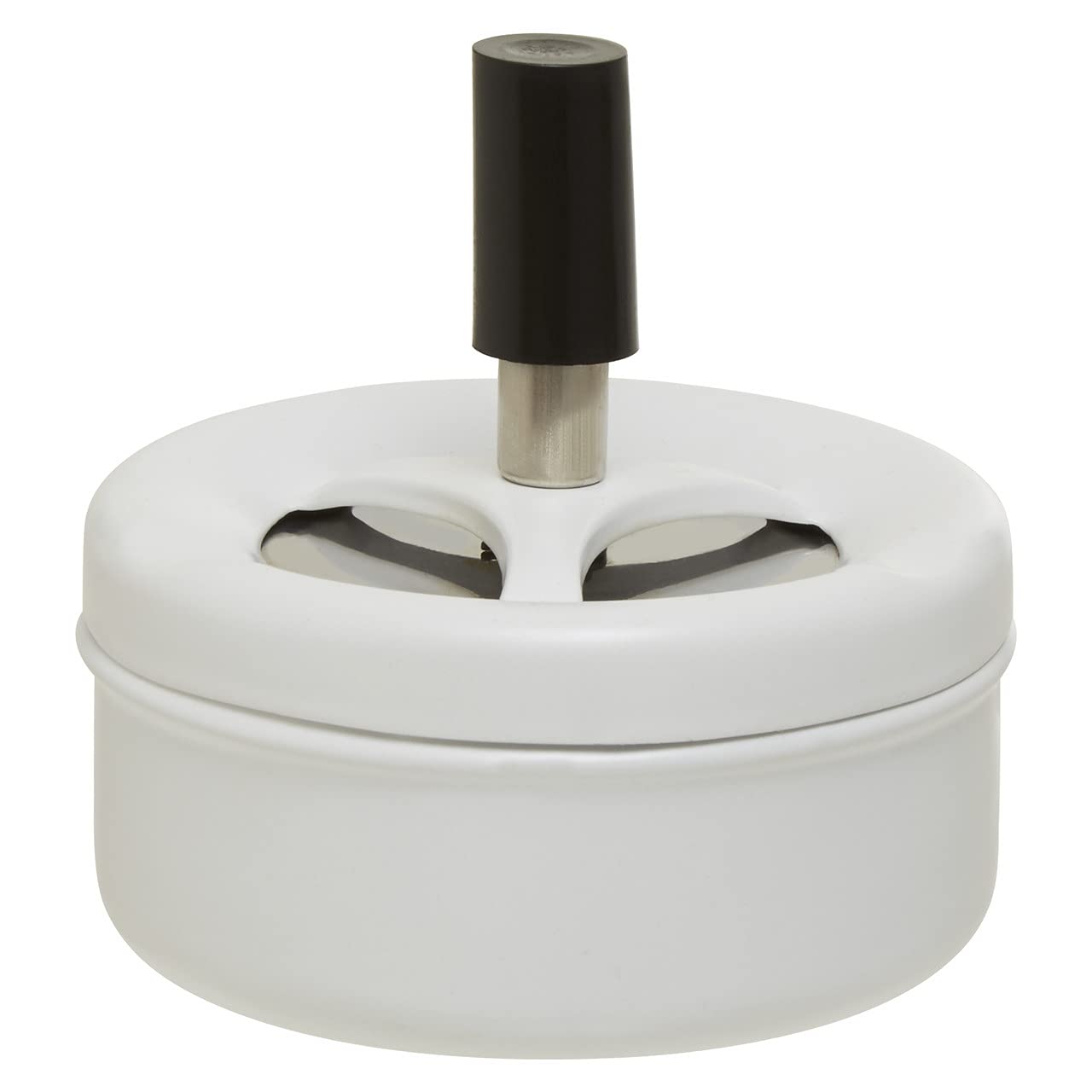 Premier Housewares Medium Spinning Ash Tray With Lid/White Outdoor Ashtray For Cigarettes Ashtrays With Matte Finish For Garden Smoking Round Shape Cigarette Tray 11 x 11 x 10