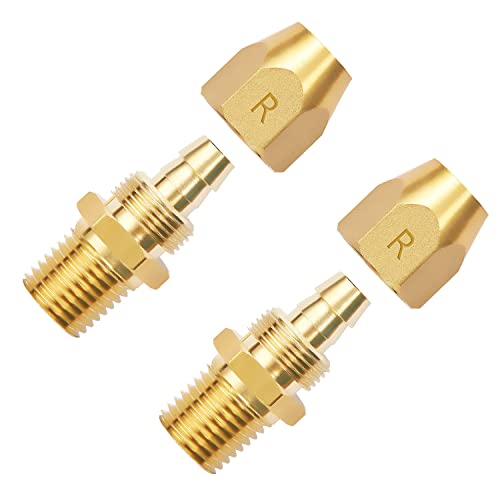 Pronese 2pcs Premium Solid Brass Pneumatics Reusable Rubber Hose-End Repair Fitting 3/8 Barb For 3/8-Inch ID Rubber Air Hose With 1/4 NPT
