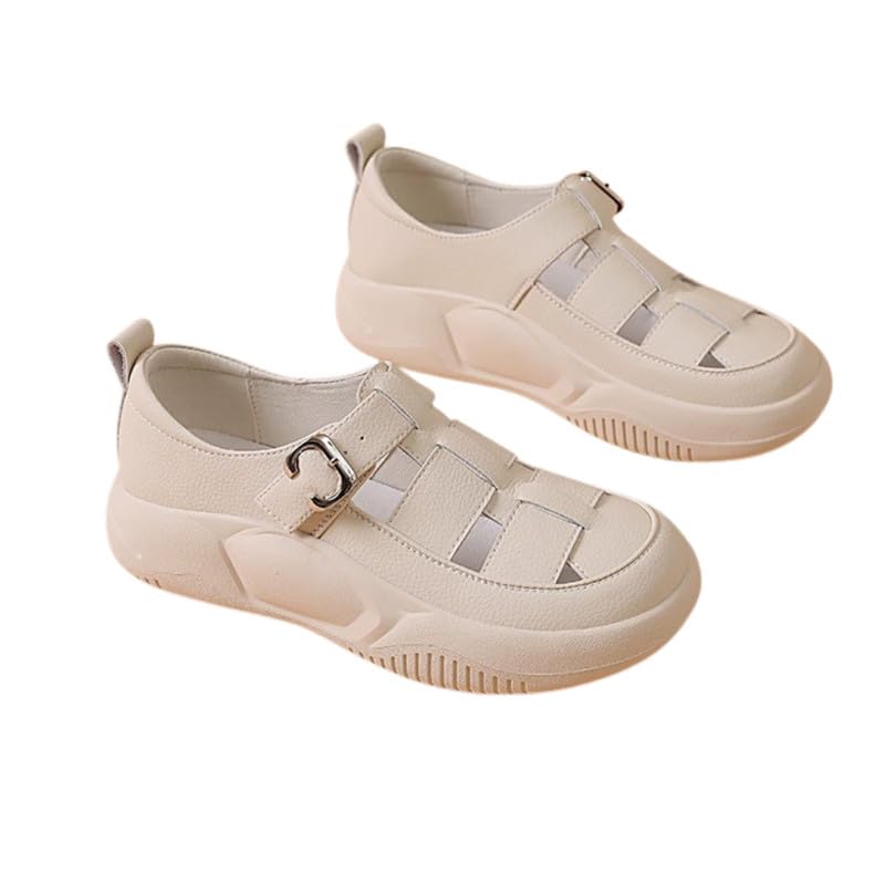 Comfortable Lightweight Women Leather Shoes | Hollow Breathable Non Slip Flexible Shoes-image-18
