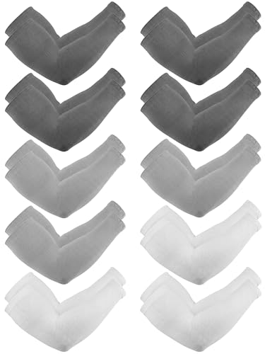 Image of Boao 10 Pcs UV Arm Sleeves Tattoo Cover | UV Sun Protection for Outdoor Activities, Stretchy Breathable Arm Sleeves, Cooling Compression for Sports Cycling Running