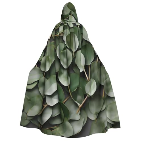 Cape Halloween médiévale avec capuche motif eucalyptus pour costume de fête de Noël