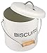 Home Basics Biscuits Tin Canister,Retro Style Airtight Metal Biscuit Tin with Handle, Cookies Storage Tin or Candy Box White