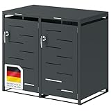 STEELSØN Diorus Mülltonnenbox 2er bis 240L abschließbar – Hochwertige Mülltonnenverkleidung für 2 Tonnen – Müllbox Stahl – Müllcontainer Anthrazit - Mülltonnen Box wetterfest – Gerätebox mit Schloss