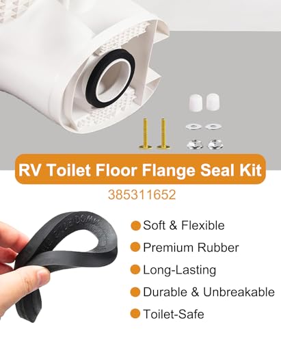 Image of RV Toilet Seal Replacement 385311652 Compatible with Dometic 300 310 320 RV Toilets, RV Toilet Floor Flange Seal Kit with Mounting Hardware, Camper RV Toilet Replacement Parts