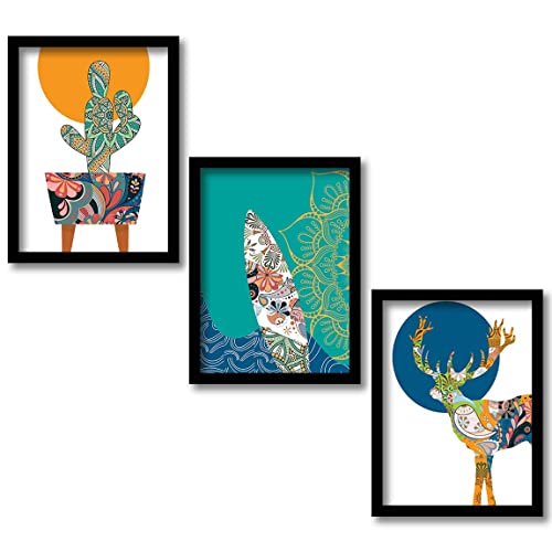 Image of kotart - Premium Digital Painting with Frame for Home Decoration | Vibrant Modern Art Painting for Living Room Bedroom Office Room Wall Decor Set of 3 (Art 3, 19x25 inch)