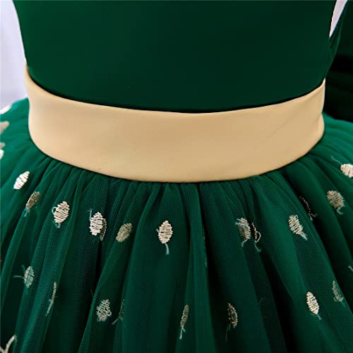 Toddler Girl Christmas Outfit Embroidered Lace Dresses Christening Special Occasions Gown 18M 24M Dark Green 90 #TOP4