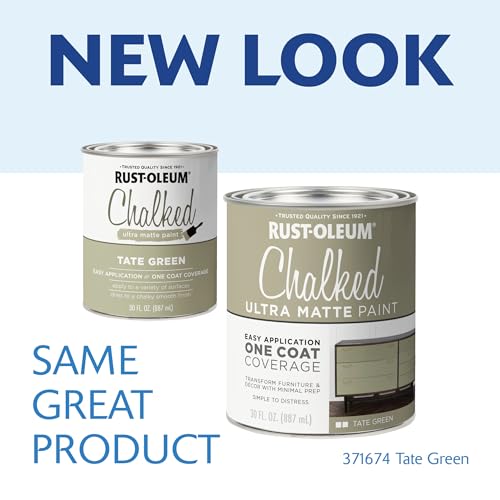 Image of Rust-Oleum Tate Green Chalked All-in-One Ultra Matte Paint | One Coat Coverage | No Primer, Sanding, Or Topcoat Needed | Easy Clean Up | Made in USA | 30 OZ