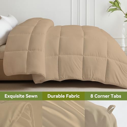 Image of L LOVSOUL Down Alternative Comforter King Size Duvet Insert,All Season Duvet Insert with Corner Tabs,Khaki Comforter King 106x90Inches