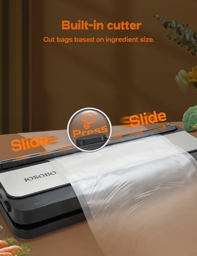 Vacuum Sealer Machine, Food Sealer with Powerful Suction (86Kpa), Built-in Cutter & 1 Roll of Vacuum Storage Bags & Air Suction Hose, Vacuum Sealer for Sous Vide and Food Storage, Black - Image 7