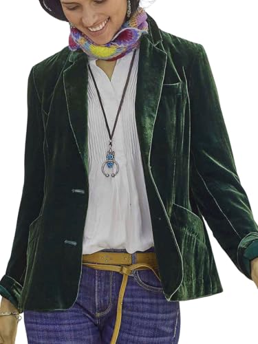 utcoco Womens Pleuche Blazer Fashion Notch Lapel Velvet Work Office Jacket Coat Tops